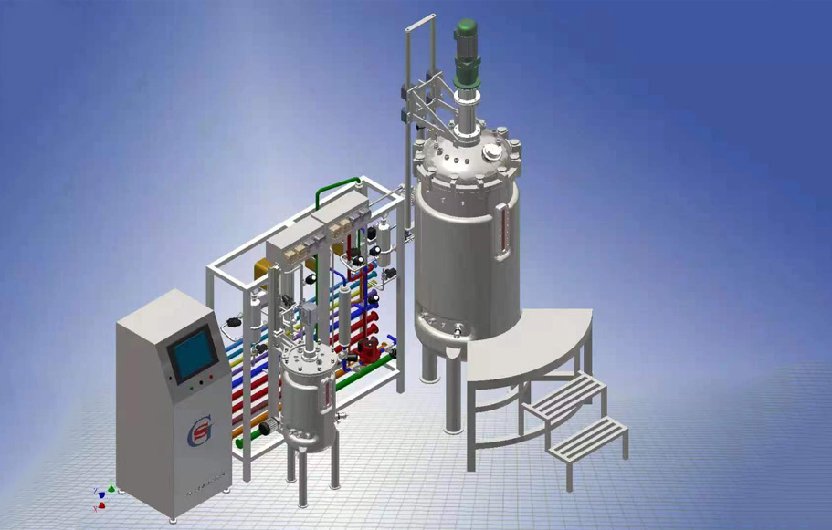 GS8100A-50L-500L/SZT全自动发酵罐三维效果图